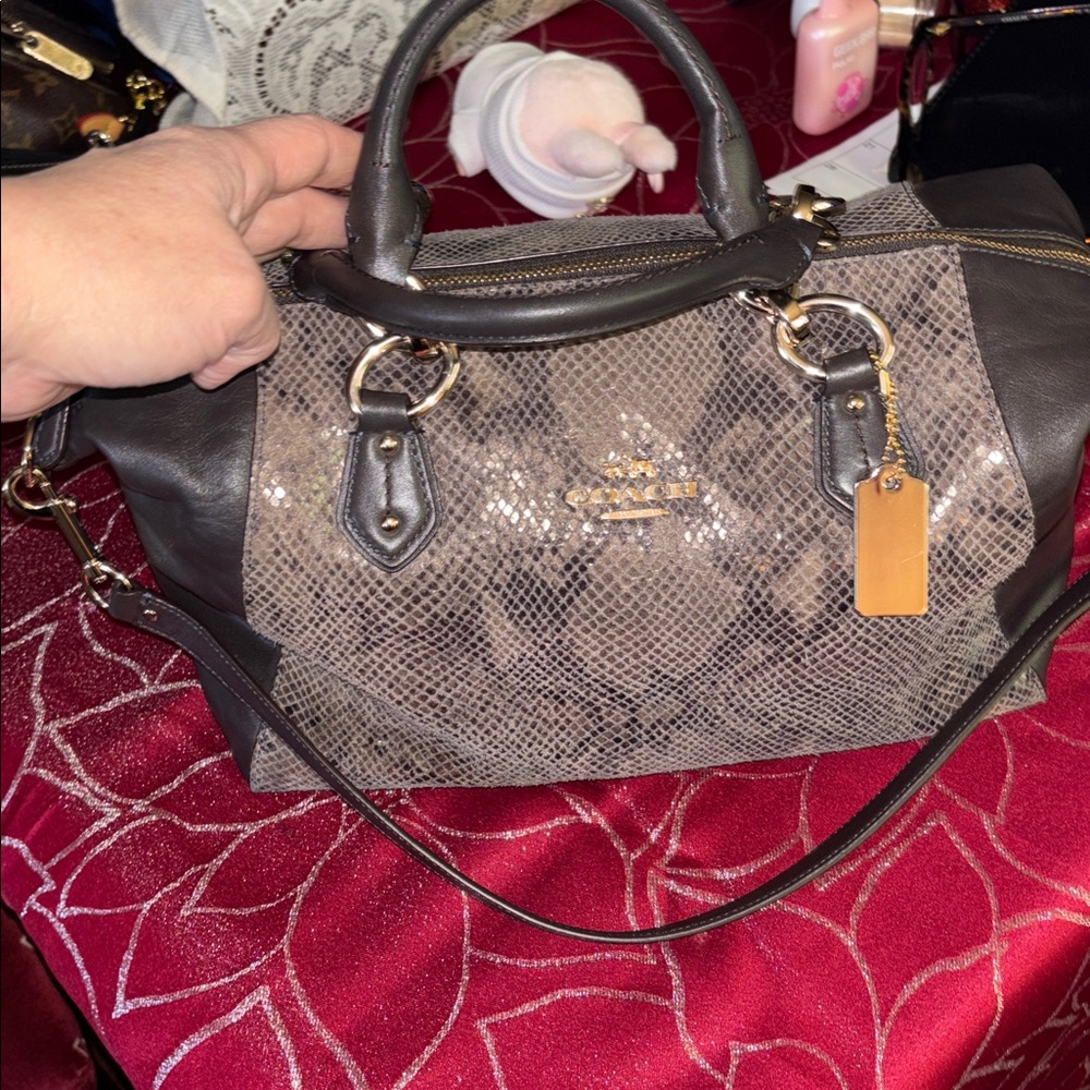 Coach Colette satchel in python-embossed leather graphite rare find 🕵️♀️ - Picture 3 of 14